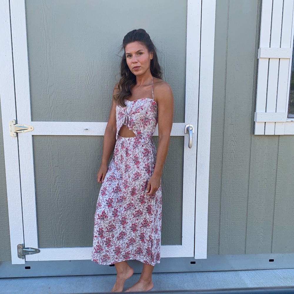WAYF Floral Maxi Halter Dress